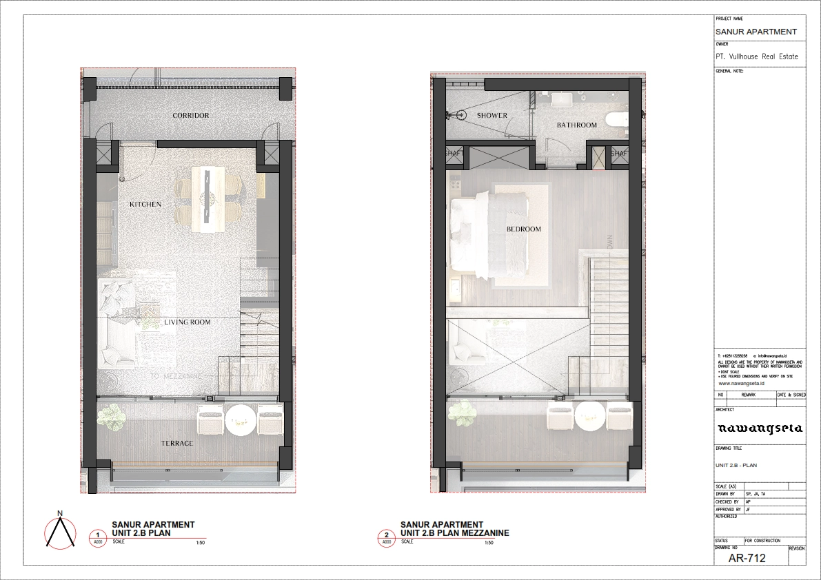 Deluxe Studio Apartment Mezzanine Taman (Level 1 / Unit 2B) floor plan